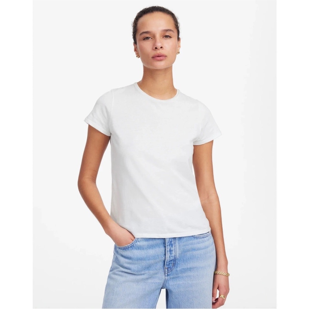 Madewell White Short Sleeve Crew Neck Slim Shrunken Tee XS NWT